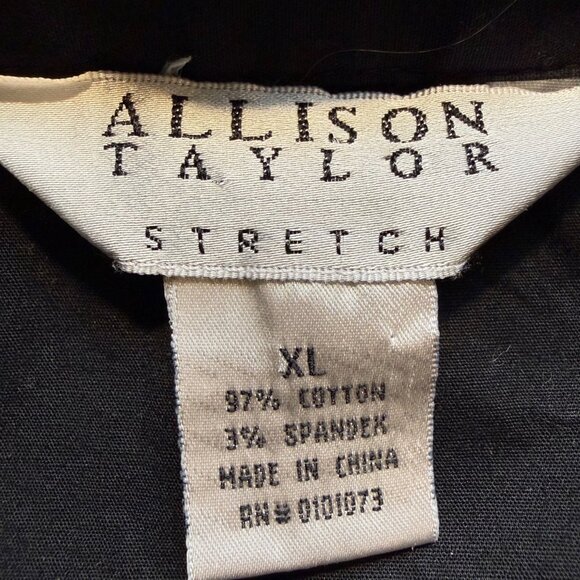 Vintage Allison Taylor Size XL Black Sleeveless Smocked Bib Button Front Shirt - Picture 9 of 13